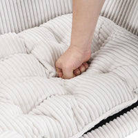 Elevated Dog Bed Frame for Small Dog, Corduroy Pet Couch Bed with Rubber Wood Legs and Supportive Foam, Beige , Easy Ass