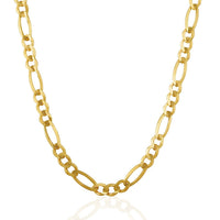 6.0mm 14k Yellow Gold Solid Figaro Chain