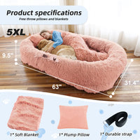 Human Dog Bed, Large Size Fits You And Pets, Washable Faux Fur Dog Bed For People Doze Off, Napping Orthopedic Dog Bed, 