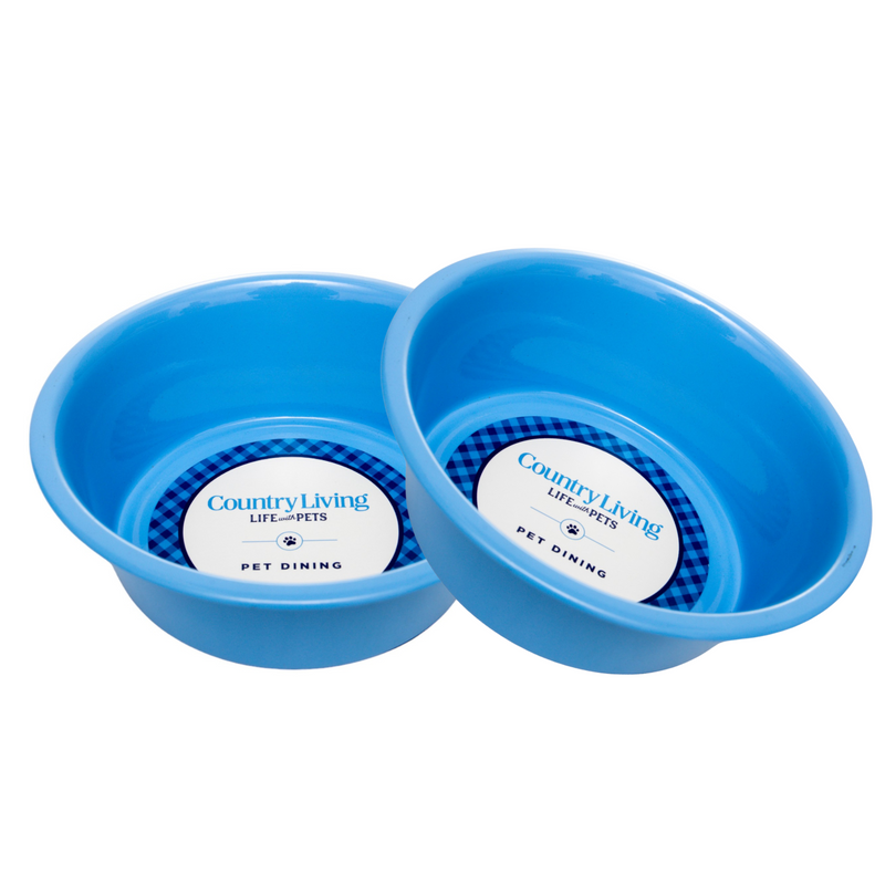 Country Living Set of 2 Coated Stainless Steel Heavy Dog Bowls - Ideal for Medium to Large Breeds - BIG FRENCHIES