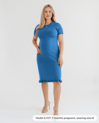 Short Sleeve Knit Maternity Dress with Playful Hem Detail - BIG FRENCHIES