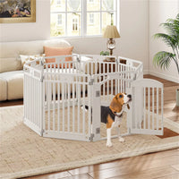 8-Panel HDPE Pet Fence (White) - Multiple Configurations (Octagon/Square/House), 50"x50"x32" Square Size, Lockable Door