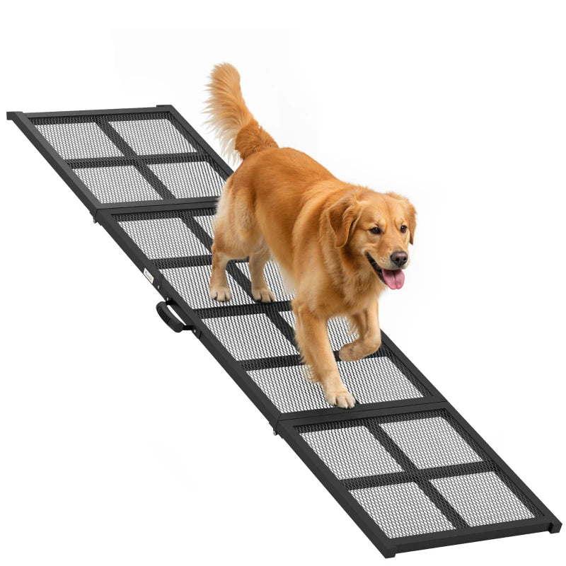 PawHut Dog Car Ramp, Extra Long And Wide, Non-Slip Surface, Folding Portable Pet Ramp For Large, Small & Senior Dogs
