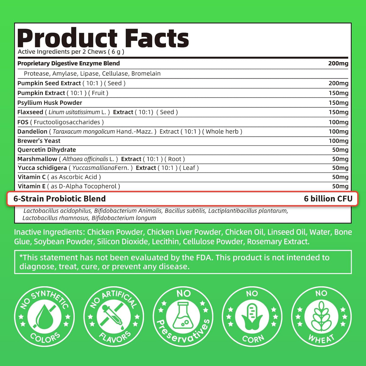 Dog Probiotics Digestive Enzymes,Pumpkin Fiber Chews For Gut Health, Constipation Upset Stomach Relief, Gas & Stool Supp
