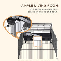 Metal Small Animal Cage, Rabbit Cage for Guinea Pig Chinchilla Hedgehog Bunny with Removable Wheels and Foldable Detacha