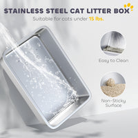 Extra Large Stainless Steel Litter Box, Enclosed Cat Litter Box with Scoop, Deodorizer Bag, Sand Drop Pedal