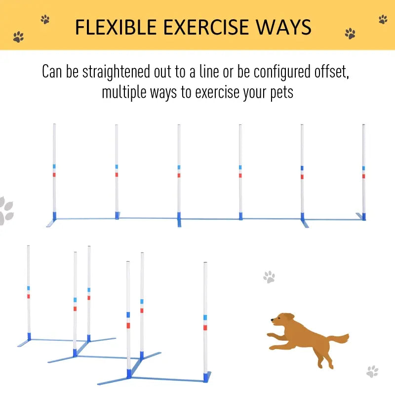 Dog Agility Equipment Dog Weave Pole Set Agility Starter Kit Pet Outdoor Exercise Training Set