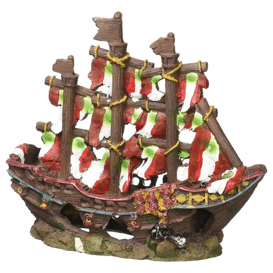 Deco-Replicas Striped Pirate Ship Aquarium Ornament - BIG FRENCHIES