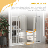 Extra Tall Dog Gate with Door, Pressure Fit, Auto Close, Double Locking for Doorways Hallways Stairs, 29"-39", White