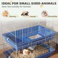2-Tier Guinea Pig Cage, Ferret Cage, Chinchilla Cage, Small Animal Cage Indoor With Dish And Bottle, 2 Doors, Deep Botto
