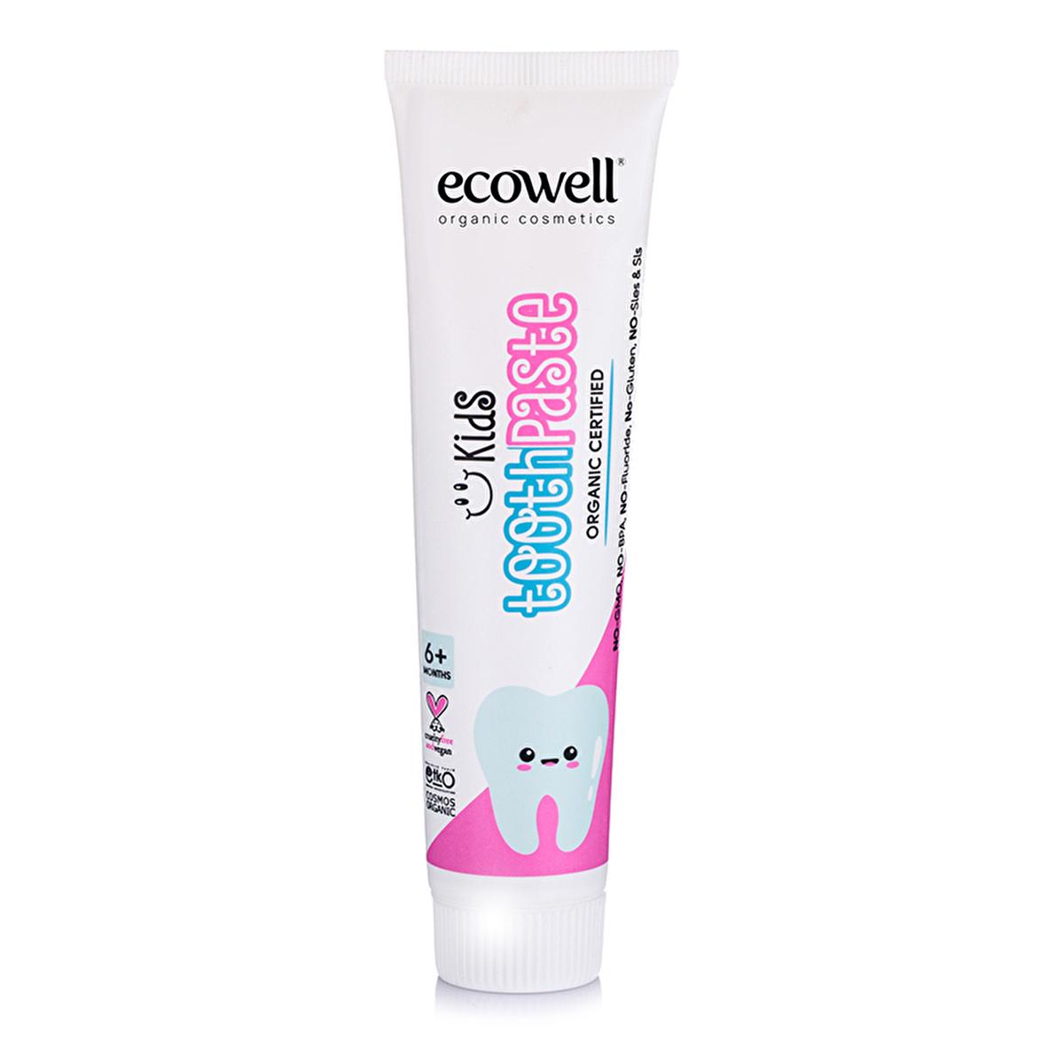 Ecowell Organic Children's Toothpaste - Cosmos Certified, Vegan, Blackberry Flavored for Kids 6+ Months