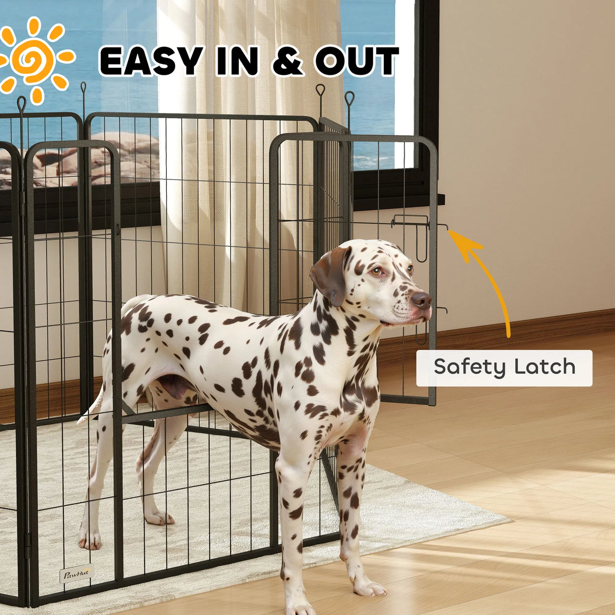Heavy Duty Dog Playpen with Door for Large Dogs, 6 Panels, 39"H
