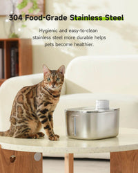 4L Wireless Cat Water Fountain - Auto Sensor Pet Drinking Fountain with Battery | Stainless Steel Cordless Water Dispenser for Dogs & Cats - BIG FRENCHIES
