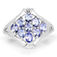 1.53 Carat Genuine Tanzanite .925 Sterling Silver Ring