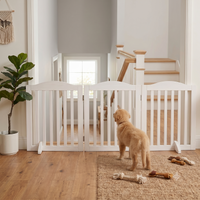Wooden Freestanding Foldable Pet Gate for Dogs, 24 inch 3 Panels Step Over Fence, Dog Gate for The House, Doorway