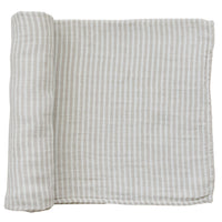 Taupe Stripe Muslin Swaddle Blanket - BIG FRENCHIES