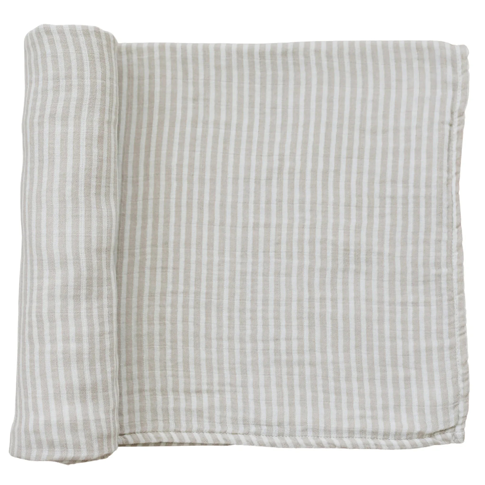 Taupe Stripe Muslin Swaddle Blanket - BIG FRENCHIES