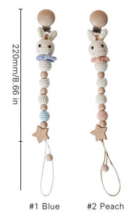 Modern Handmade Pacifier Chain Baby Teething Chains Crochet Rabbit Panda Beads Wooden Clips Wood Tiny Rod For Kids - BIG FRENCHIES