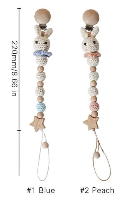 Modern Handmade Pacifier Chain Baby Teething Chains Crochet Rabbit Panda Beads Wooden Clips Wood Tiny Rod For Kids - BIG FRENCHIES