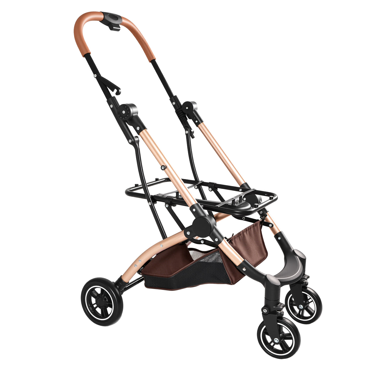 Pet Stroller for Dogs and Cats, 2-in-1 Detachable Foldable 4 Wheels Pet Stroller, Quick One-Hand Fold, Storage Basket, D