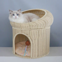 Woven Rattan Double-layer Cat Bed