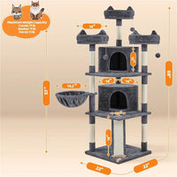 Renwick 69in Large Cat Tree Tower with Condos &amp; Scratching Board - Dark Gray - BIG FRENCHIES