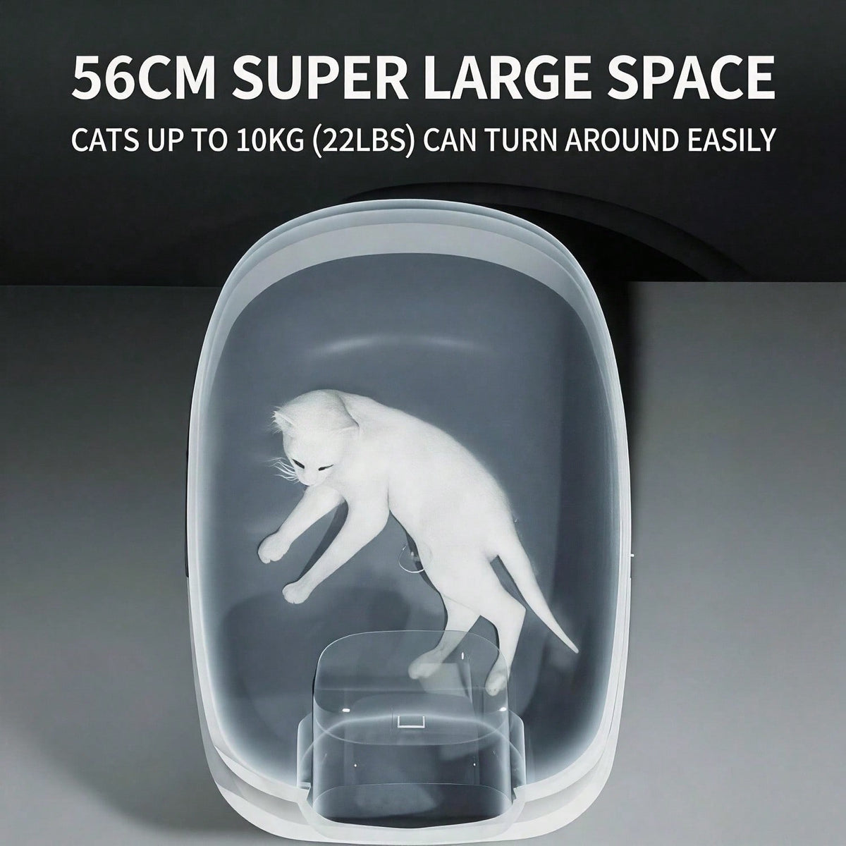 Fully Enclosed Cat Litter Box With UV Sterilization Odor Control, Large 56cm Space For Big Cats, Easy Clean 180 Flip Top