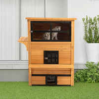 3-Tier Kitty Shelter With 5 Escape Doors, Weather Resistant, Yellow & Black