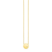 14k Yellow Gold Necklace with Polished Round Pendant with Diamond