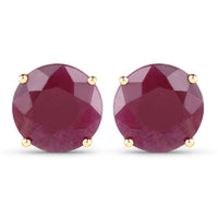 7.40 Carat Genuine Ruby 14K Yellow Gold Earrings