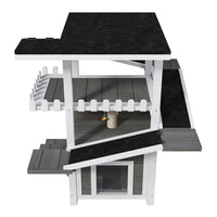 4 Tiers Outdoor Cat House Weatherproof Cat Tree Tower With Waterproof Roof And 2 Doors , Feral Cat Shelter Outside Enclo
