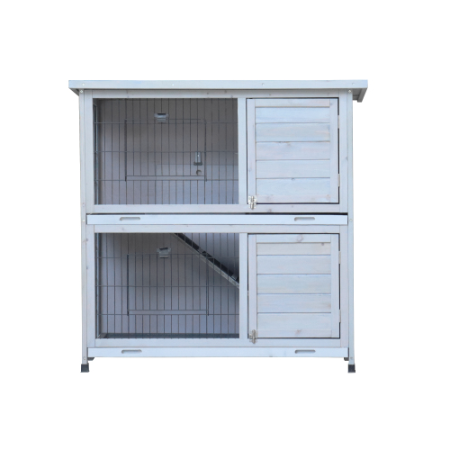 Rabbit Hutch Outdoor, 2-Story Rabbit Cage Indoor With Run, Bunny Cage With 2 Removable No-Leak Trays, Pet Cages With Non