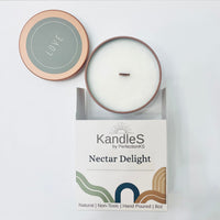 Nectar Delight Luxury Candle | 8oz Non-Toxic Soy Candle with Wooden Wick | Clean Burn