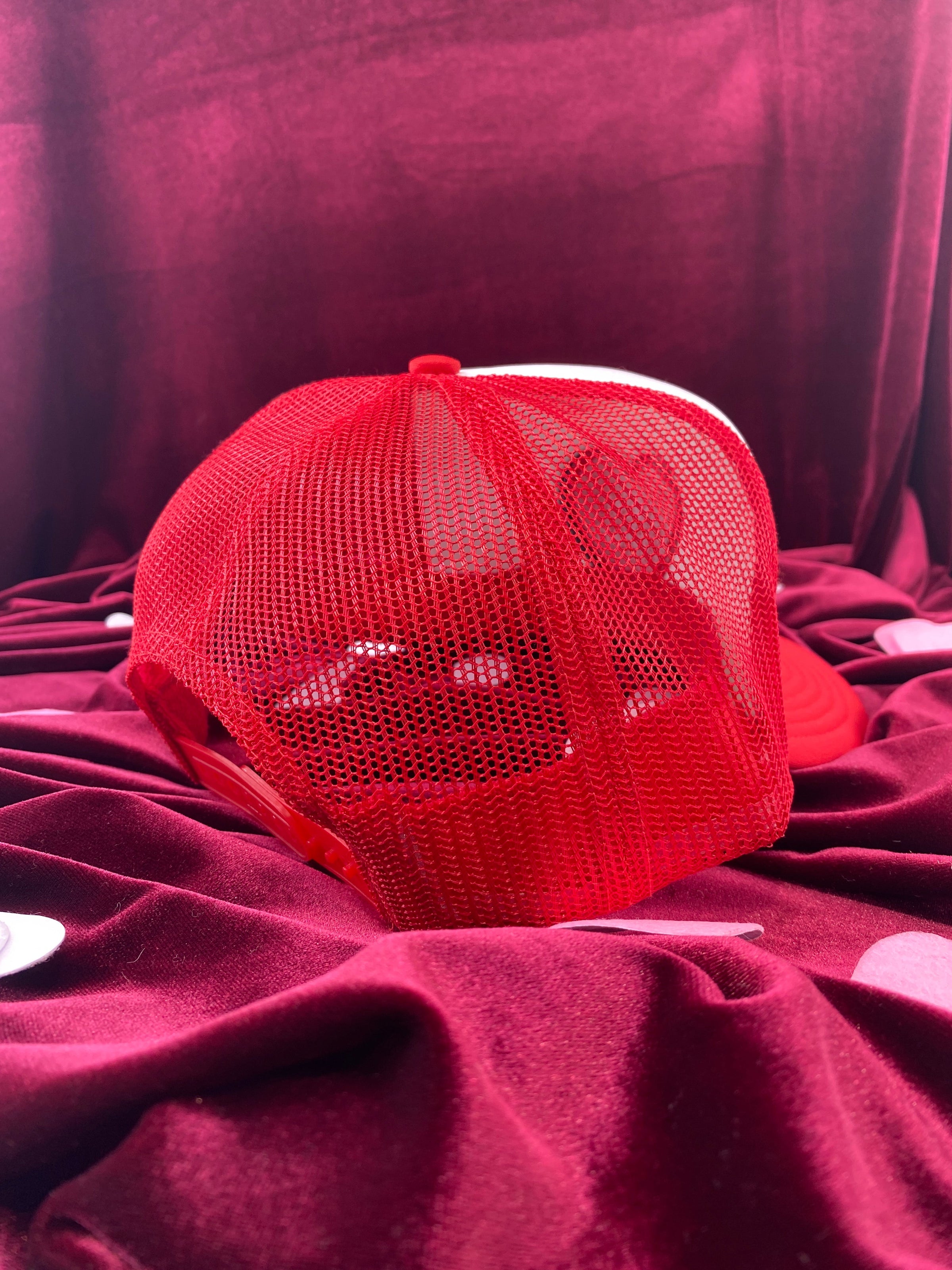 SWEET HEART TALL CROWN Snapback TRUCKER CAP HAT WITH ROPE Custom Embroidered