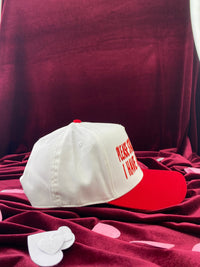 PLEASE STAY AWAY FROM ME I HAVE A GIRLFRIEND White/red Midcrown Snapback Custom Embroidered Cap Hat