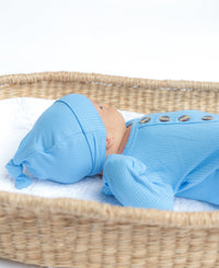 Radiant Azure Newborn Knotted Gown and Hat Set - BIG FRENCHIES