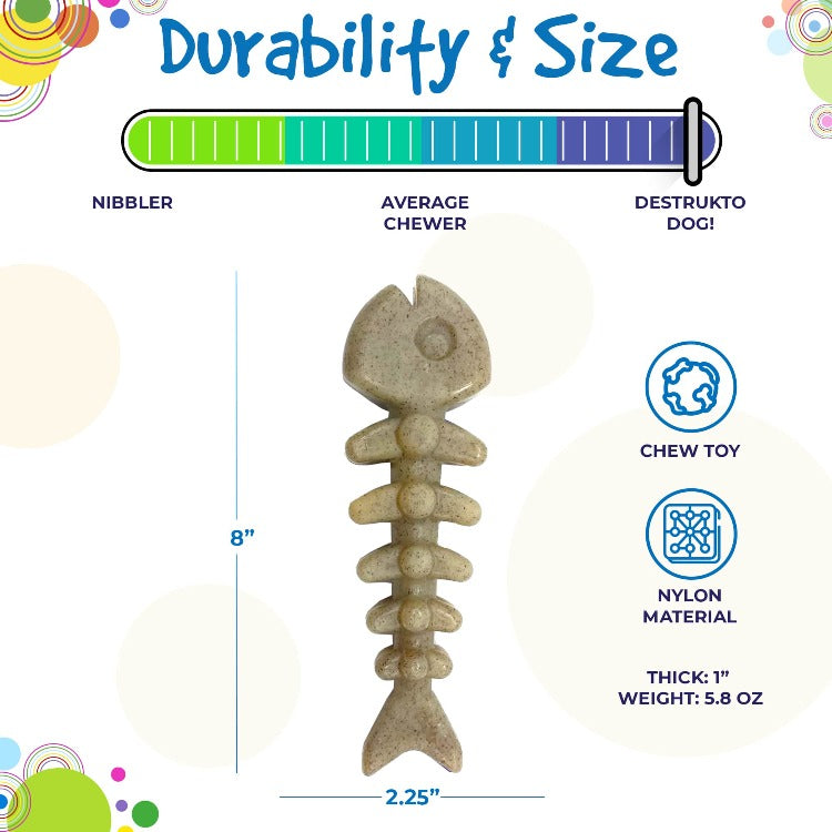 Fish Bone Nylon Dog Toy for Aggressive Chewers | USA Made | SodaPup - BIG FRENCHIES