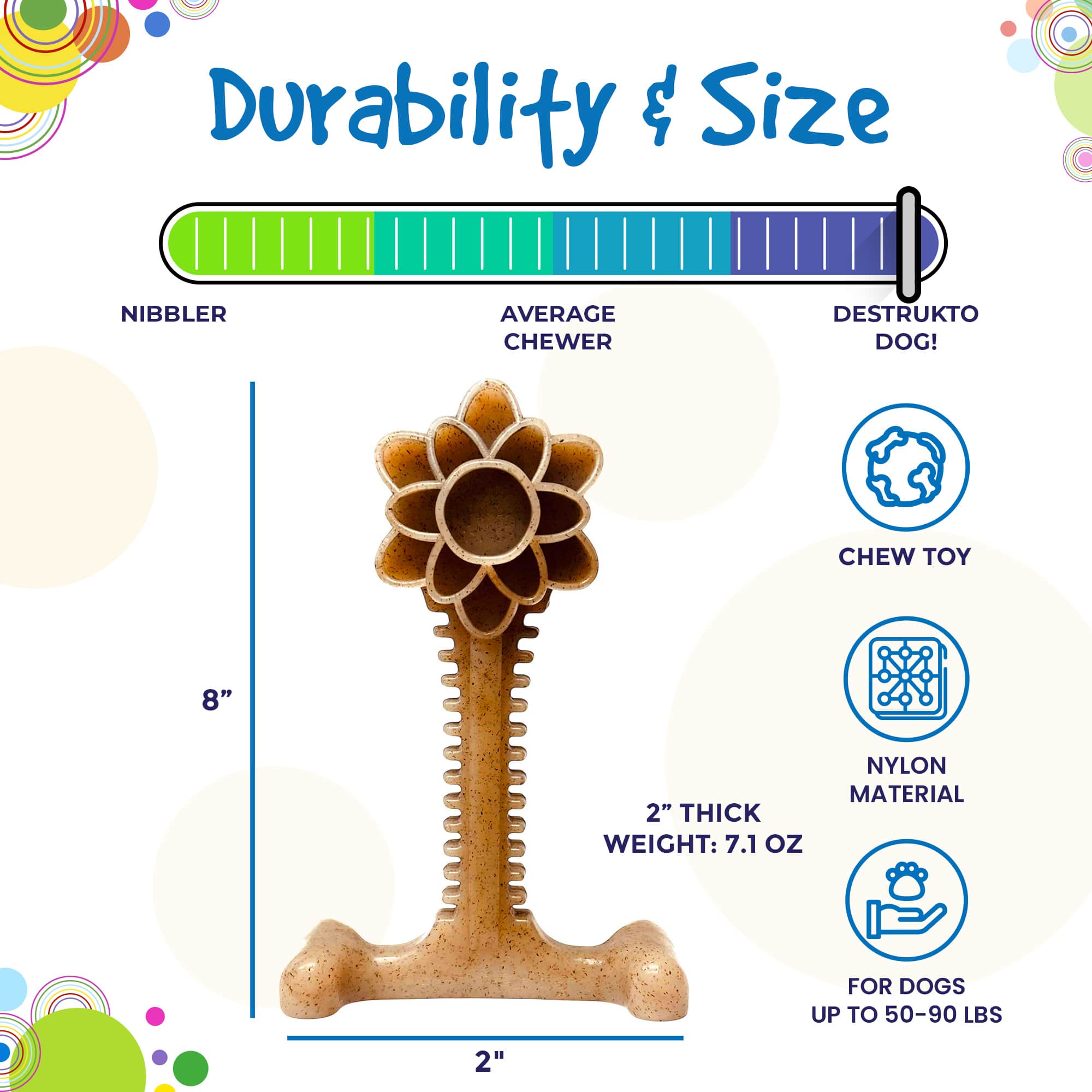 Honey Bone Dental Flower Tower - Indestructible Nylon Dog Chew Toy XL | USA - BIG FRENCHIES