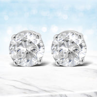 14K White Gold 5/8 Cttw Round Brilliant-Cut Lab Grown Diamond Classic 4-Prong Push back Stud Earrings (F-G Color, VS1-VS2 Clarity)