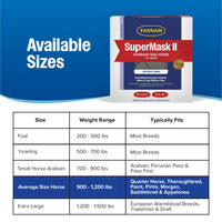 Farnam SuperMask II Horse Fly Mask No Ears Double-Latch Secure Mesh Eye Protection