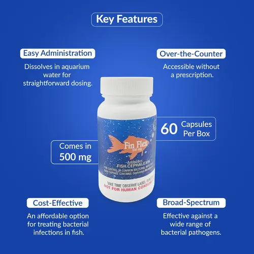 Fish Ceph 500mg Capsules for Aquarium Fish – 60 Count – Water Care Support