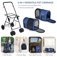 4-in-1 Double Pet Stroller with Detachable Carrier and Travel Carriage - BIG FRENCHIES