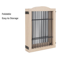 6-Panel Freestanding Solid Wood Dog Gate with Lockable Door, 132"L x 31.5"H – Foldable Pet Gate & Playpen, No Wall Mounting Required