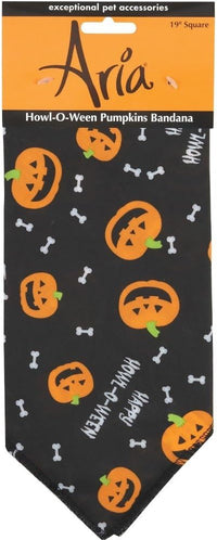 Aria Halloween Dog Bandana 19" Pumpkin & Bone Design Howl-O-Ween Pet Accessory