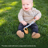 Mustard Silicone Bead & Wood Ring Pacifier Clip - BIG FRENCHIES