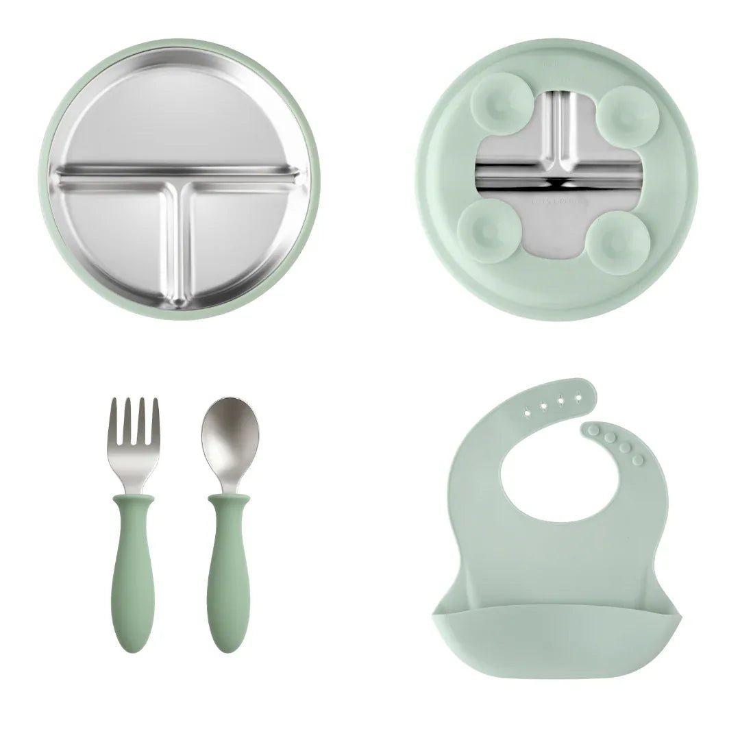 Stainless Steel Toddler Feeding Set 12+ Months- Baby Blue - BIG FRENCHIES