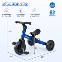 5-In-1 Toddler Bike Kids Balance Bike with Removable Pedals