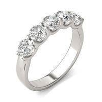 AGI Certified 1 1/4 CTW Round Lab Grown Diamond (G/VS) Five Stone Anniversary Band in 14K White Gold