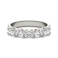 AGI Certified 1 1/4 CTW Round Lab Grown Diamond (G/VS) Five Stone Anniversary Band in 14K White Gold