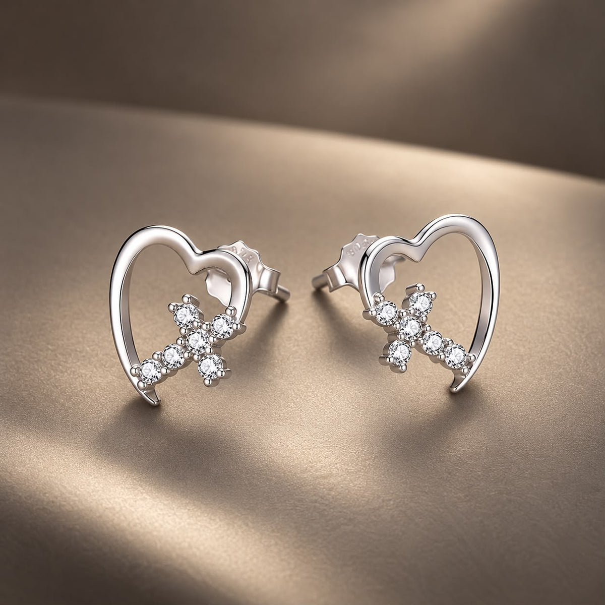 925 Sterling Silver White Gold Plated 1.0x1.0cm Pavé CZ Earrings for Women